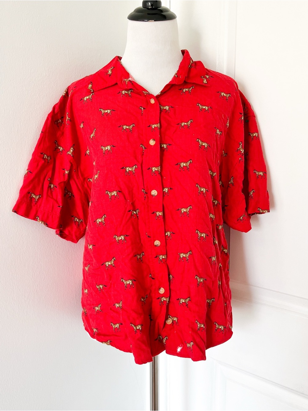 Five Star by Roper Soft Red Shirt with Horse Print - XL